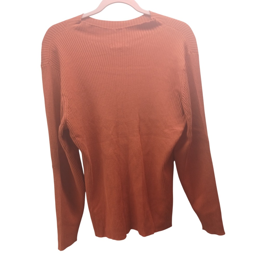 Ophelia Roe Burnt‎ Orange Ribbed Knit Boat Neck Sweater 1X Long Sleeve Autumnal